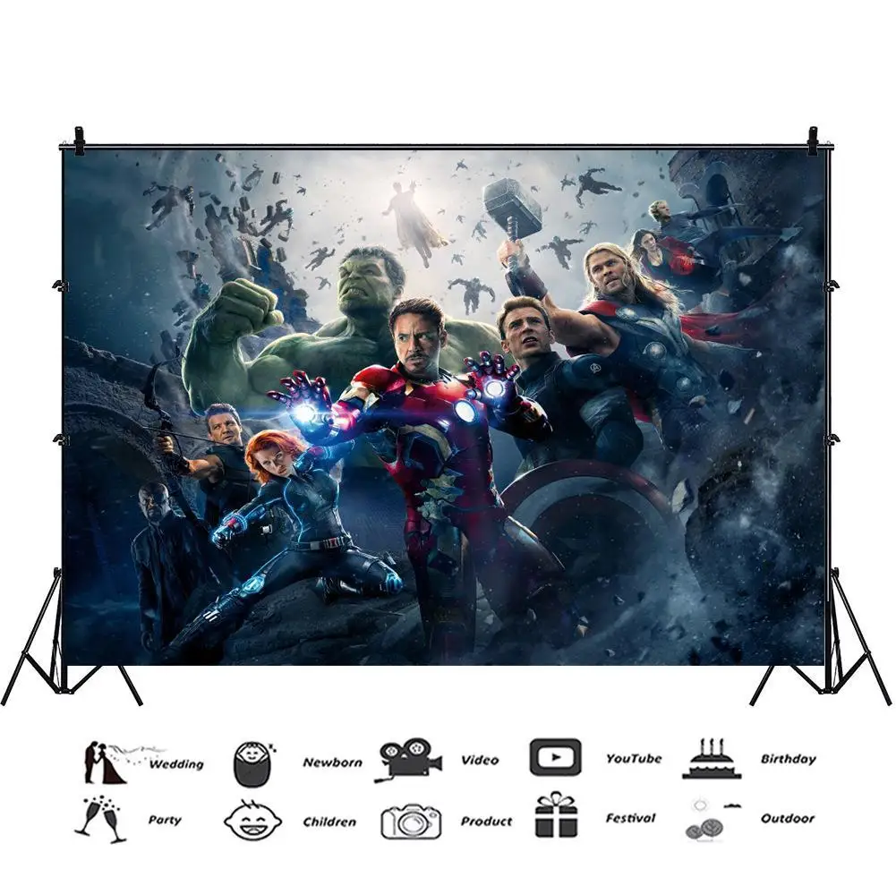 Виниловый фон для фотосъемки с изображением героев фильма Супер герои - купить по