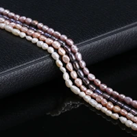 natural freshwater pearl rice shaped pearls beads charm for jewelry making bracelet necklace accessories for women size 3 4mm