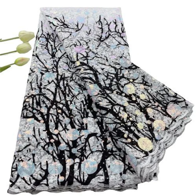 

Белая африканская Тюлевая кружевная ткань с вышивкой нигерийские французские кружевные ткани 2021 высококачественное кружево с блестками для свадьбы