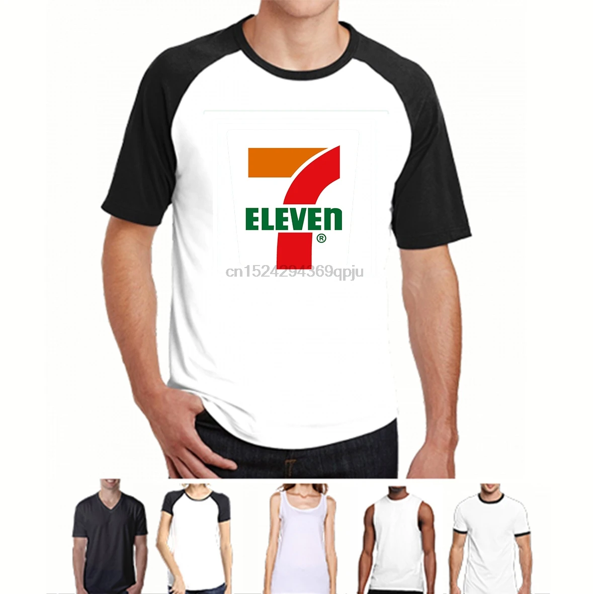 7 11 seven eleven футболка в стиле ретро с потертостями и логотипом|Мужские футболки| |
