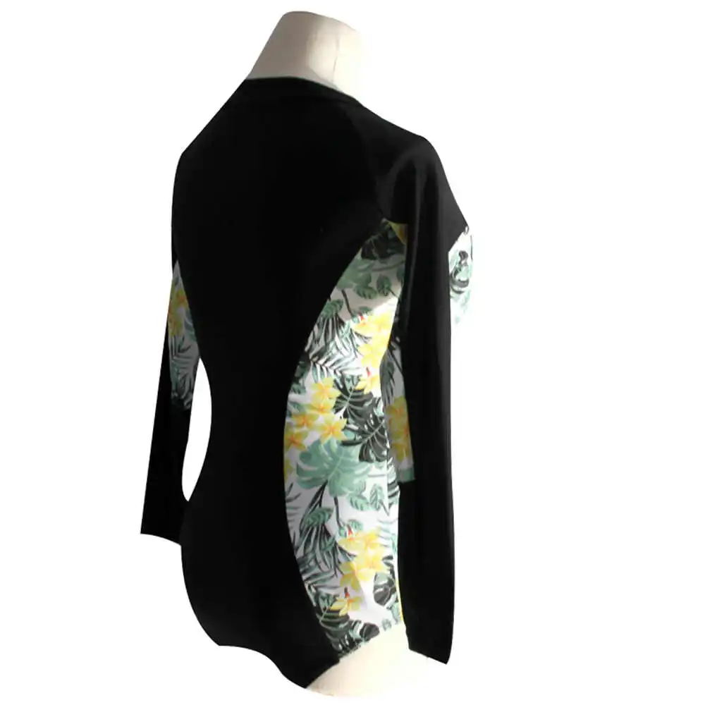 Женский купальный костюм с длинным рукавом цветочным принтом слитный купальник