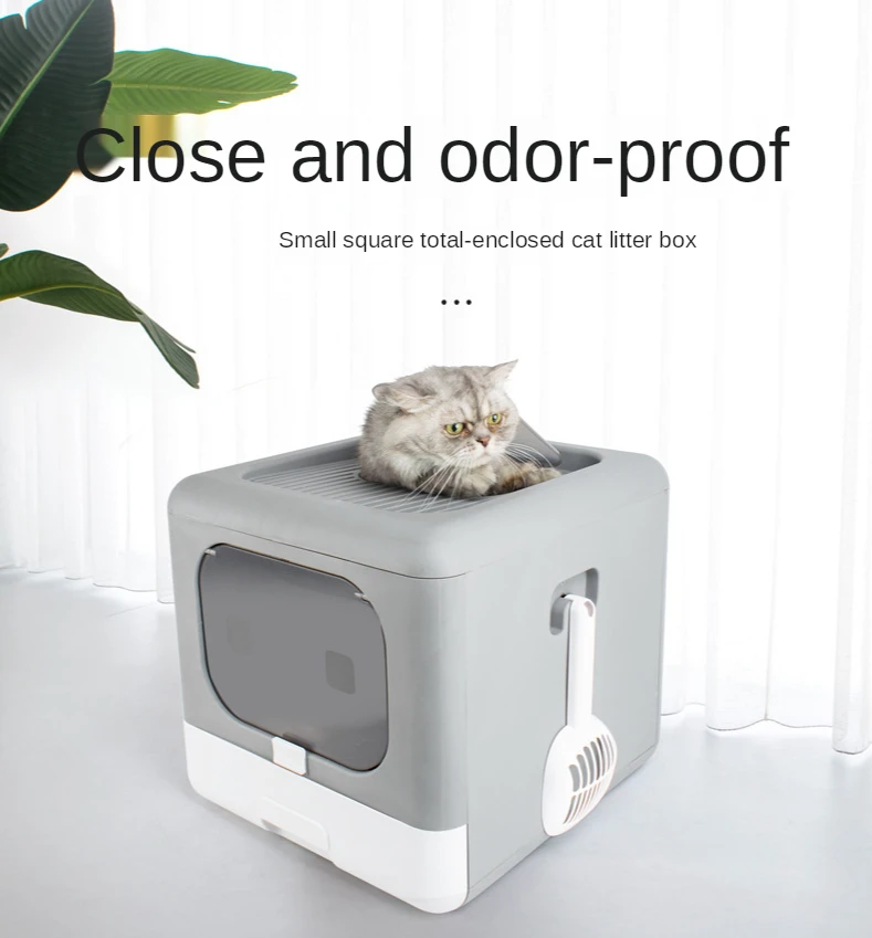 

Large cat toilet Foldable Jacking type Splash proof bedpan Totally enclosed cat litter box furniture