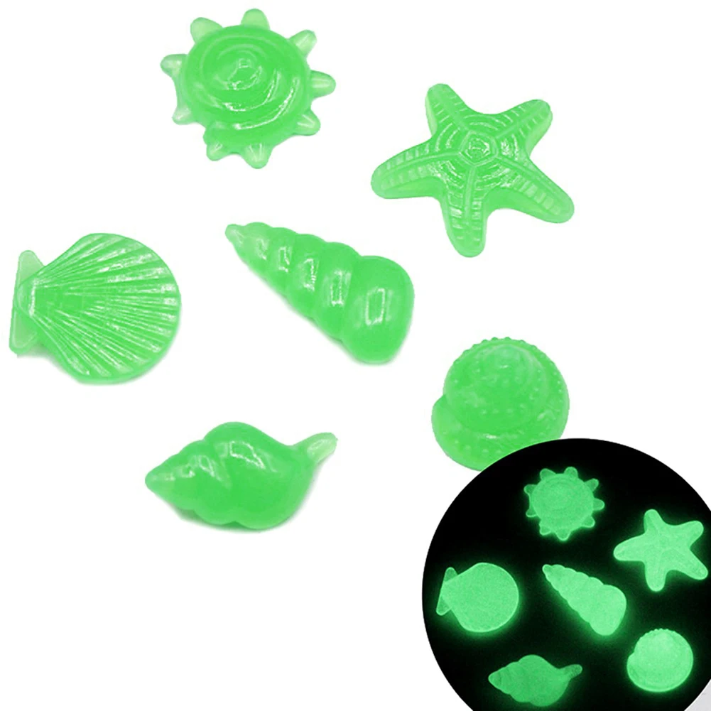 

50pcs Glow in Dark Stone Fluorescent Simulated Shell/Starfishes/Conches for Garden Fish Tank Aquarium Miniature NIN668