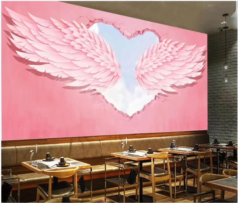 3d настенные фрески обои для гостиной розовые влюбленные Крылья ангела фоновая