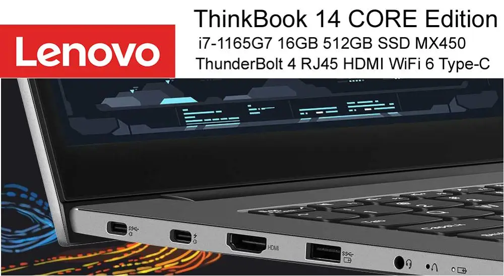 Высококлассный Ноутбук Lenovo ThinkBook 14 i7 1165G7 MX450 графика 16 Гб ОЗУ 512 ГБ SSD ThunderBolt4.0 WiFi6 RJ45