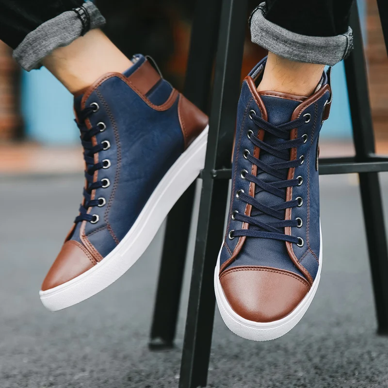 

Fashion Mens Large Size High Top Sneakers Casual Skateboarding Shoes Canvas Sports Shoes Breathable Walking Shoes Hip Hop Man