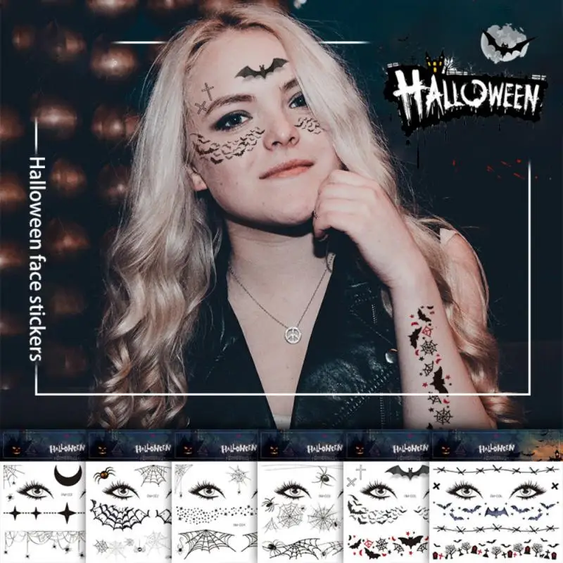 

1 Pcs Halloween Face Sticker Scary Spider Web Scar Tattoo Sticker Disposable Tattoo Sticker Body Art