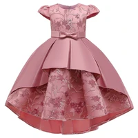 lzh kids party dress for girls 2021 new embroidered dress short sleeve bowknot princess dress girl birthday evening dresses
