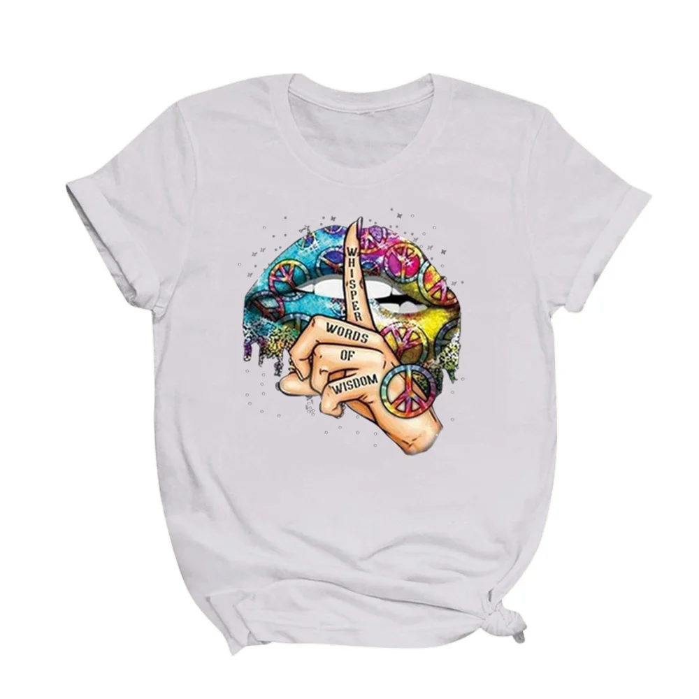 

Lips Watercolor Graphic T Shirt Lip Women Tops Shirt 2020 Base O-neck Sexy Black Tees Kiss lip Funny whisper words Girls Tshirt