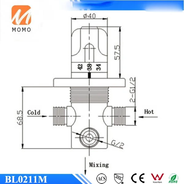 

Bath&Shower Mixing Valve 1/2" or 3/4" Brass Solar Thermostatic Mixing Valve
