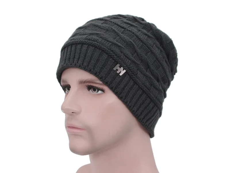 Брендовые зимние вязанные шапочки Skullies Beanies мужские зимние шапки для мужчин женская шапка-маска теплая Толстая Мужская однотонная зимняя шапка