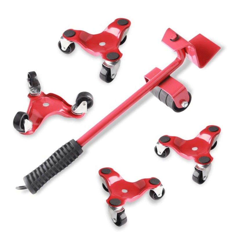 

5Pcs Furniture Transport Roller Set Furniture Moving System with Lifter Tool Furniture Lifter Sliders Bar Heavy Tool Set