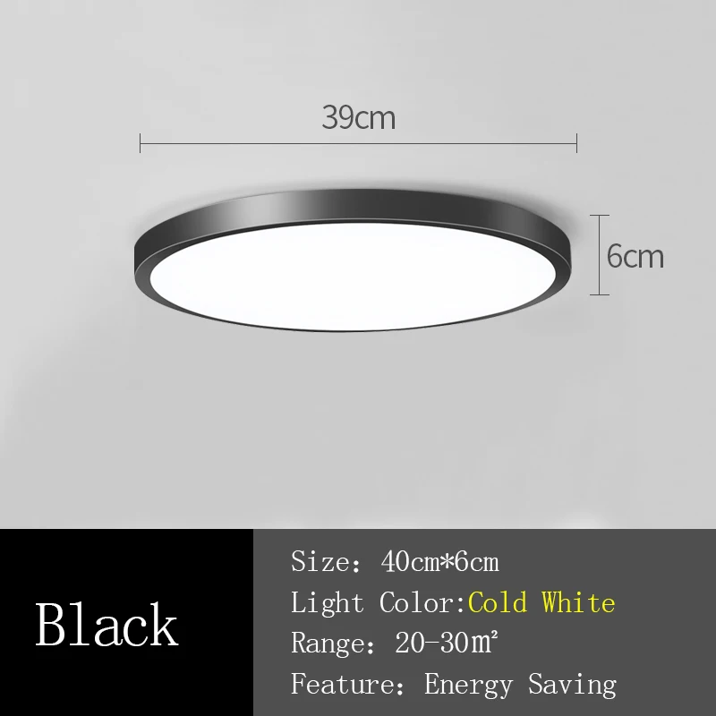 Black Cover 39cm Современный светодиодный потолочный светильник, AC165-265V потолочный светильник, круглый подвесной светильник для гостиной, светильник для дома - Цвет корпуса: Black Cover 39cm