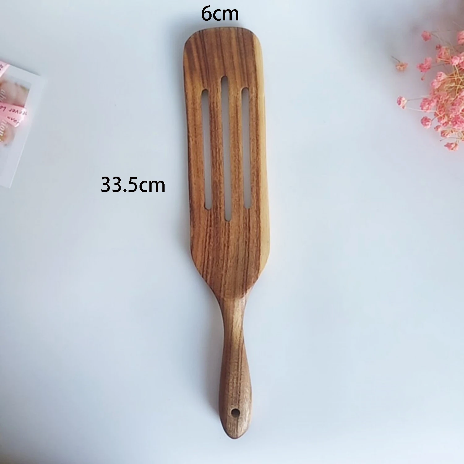 

Teak Wood Turner Long Handle Spatula Kitchen Turner Non Stick Cooking Utensils Wooden Spatula Slotted Turner Set Wooden Utensils