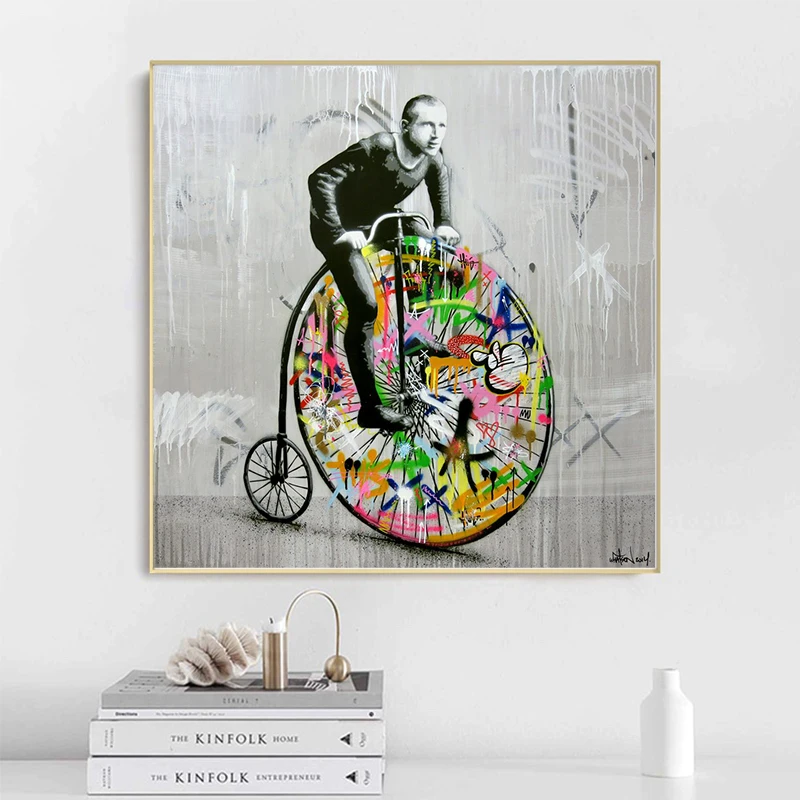 Граффити искусство Мартин Whatson Велоспорт холст живопись плакаты и принты стены