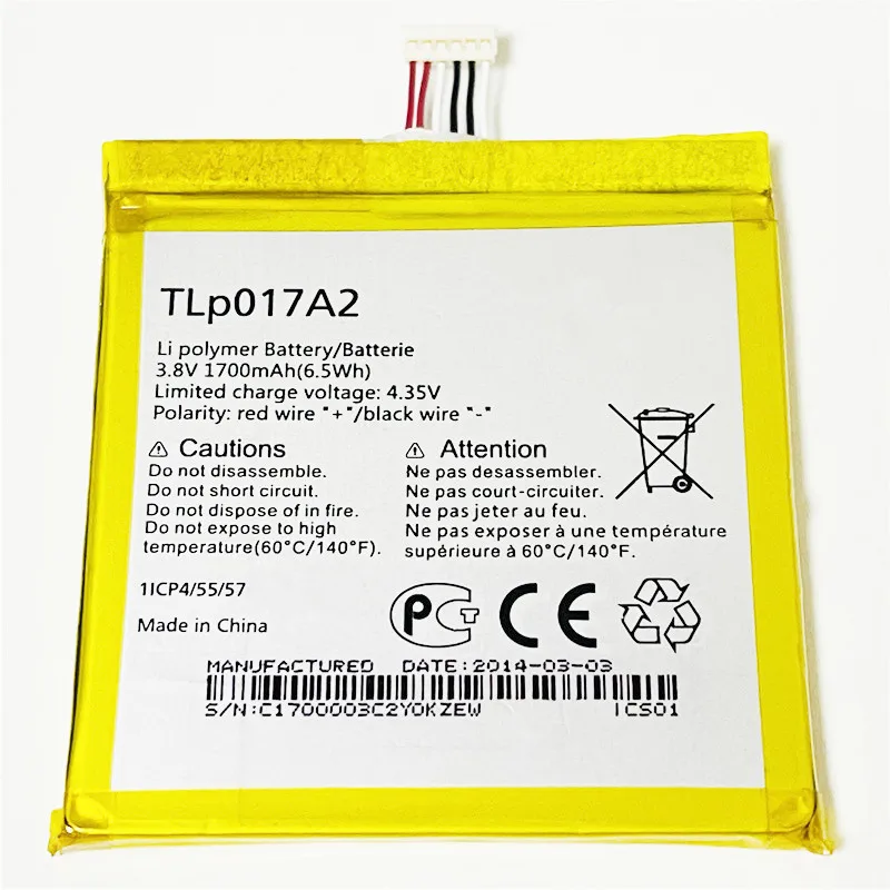 3 8 V 1700 мА/ч TLp017A2 для Alcatel One Touch Idol Mini OT 6012X 6012A 6012W 6012D 6012E TCL S530T TLp017A1