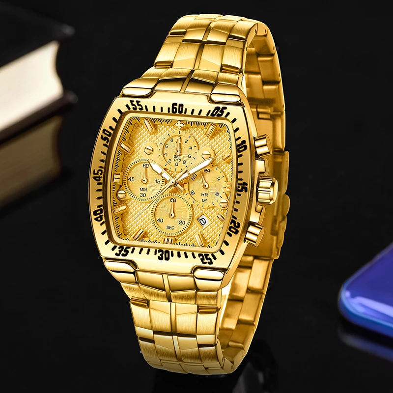 

WWOOR Fashion New Mens Watches Top Brand Luxury Wrist Watch Quartz Clock Gold Watch Men Waterproof Chronograph Relogio Masculino