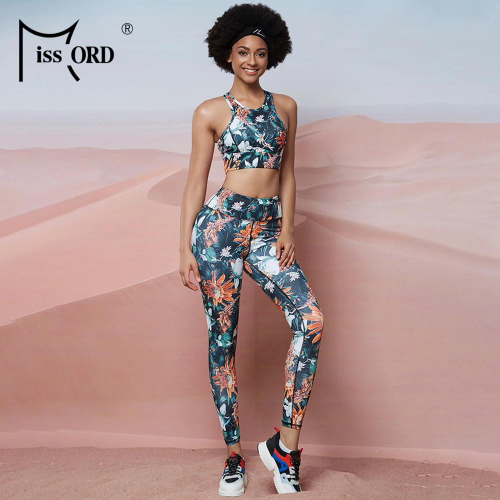 

Missord Floral Print Yoga Sports Wear For Women Gym Fitness Clothing Yoga Leggings + Sport Bra GYM Sport Suit MY023