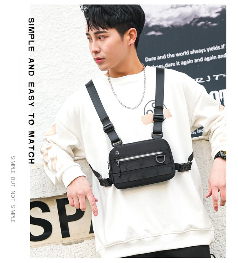 

Fashion Hip-Hop Chest Bag Outdoor Oxford Tactical Streetwear Vest Chest Rig Bags Teenager Waistcoat Chest Utility Pack
