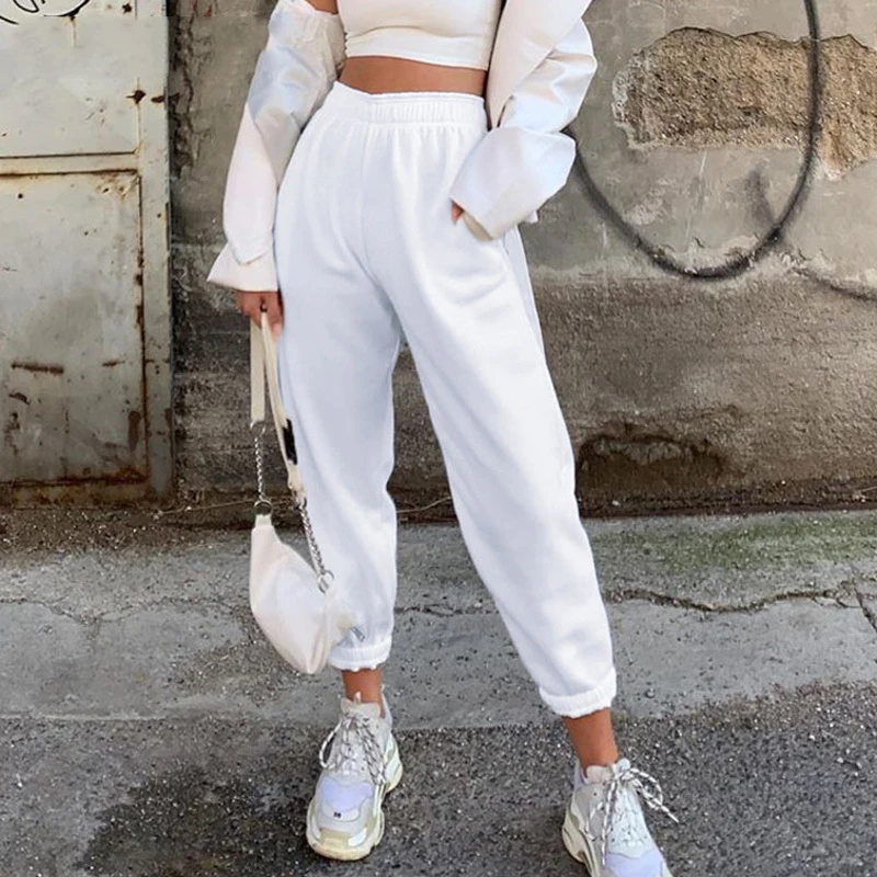 

Women Jogger Pants White Sweatpants Casual High Waist Sweatpants for Women Black Loose Gym Workout Trousers 2020 New Pants