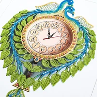 diy diamond painting clock pea cock partial special shape resin rhinestone wall art picture kit home decor