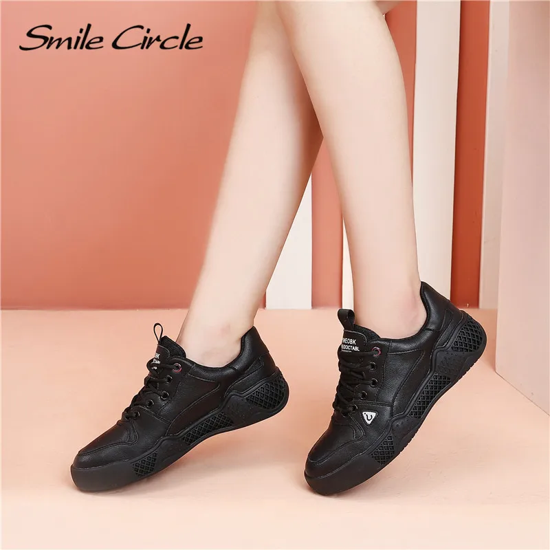 Женские кроссовки Smile Circle белые туфли на плоской платформе из натуральной кожи