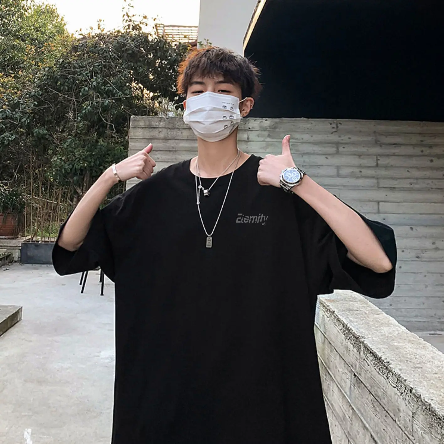 

Футболка мужская вечерние коротким рукавом, свободная Модная рубашка с буквенным принтом, с мультяшным принтом, белый черный цвет, на лето