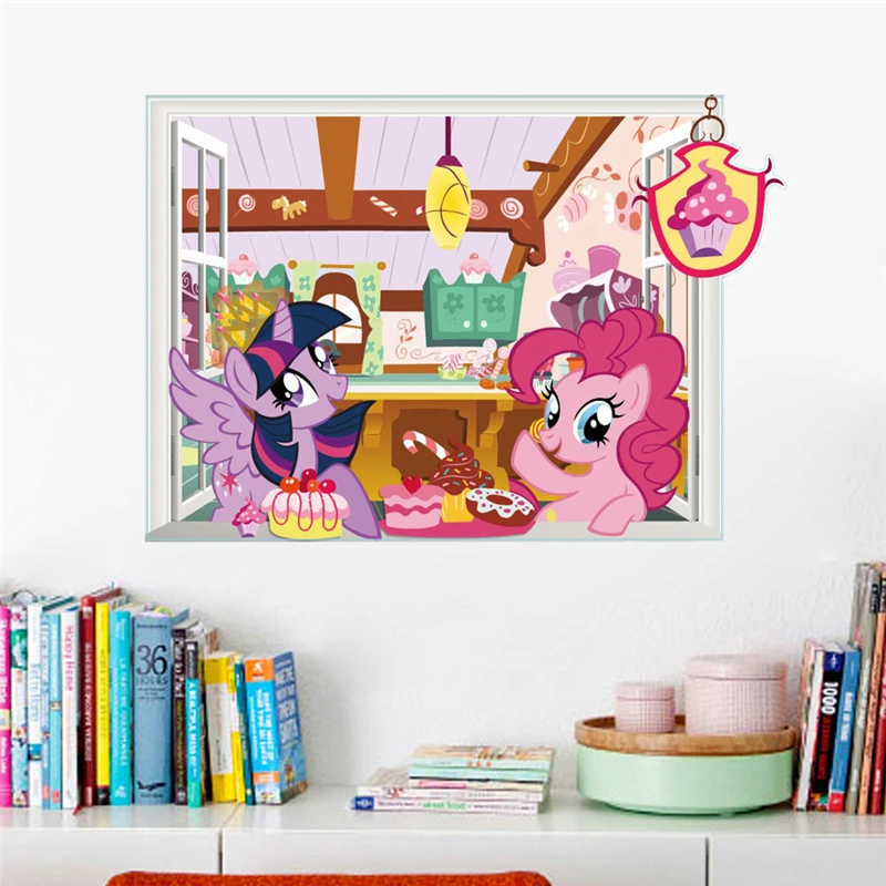 028B My Little Pony 3D наклейки на стену для детской комнаты домашнее украшение аниме постеры из фильма поделки ПВХ мультфильм Единорог наклейки на стену - Цвет: 028B
