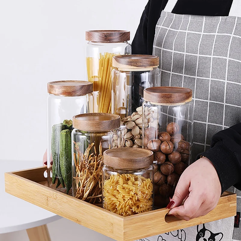 400 мл деревянная крышка герметичные стеклянные банки кухонные бутылки для