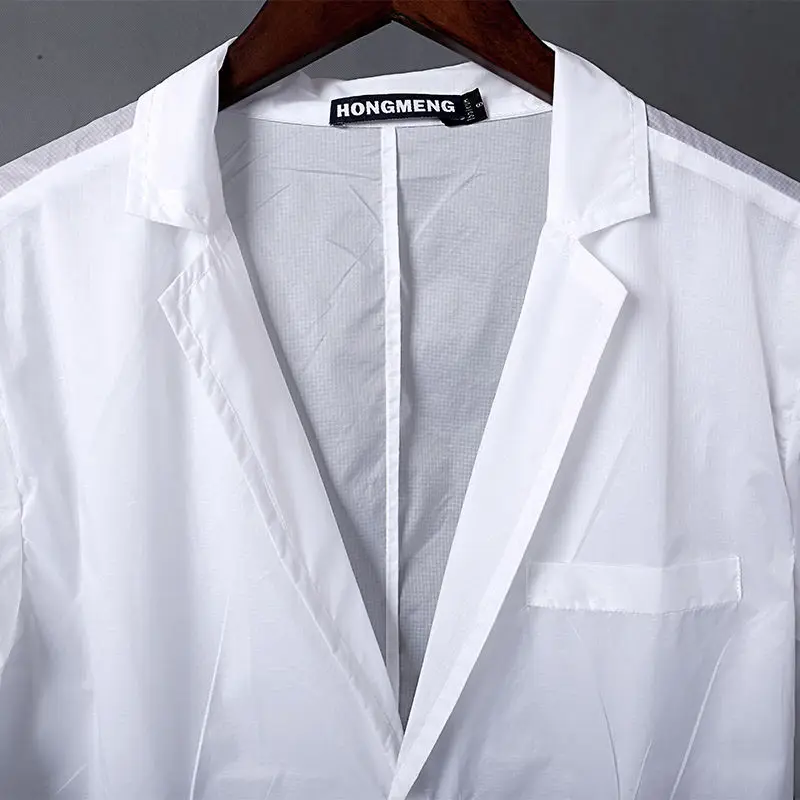 

2021 Spring and Summer Suit Collar Sun Protection Clothing Trendy White Skin Jacket Large Size Ultra-thin Suit Men's Clothing