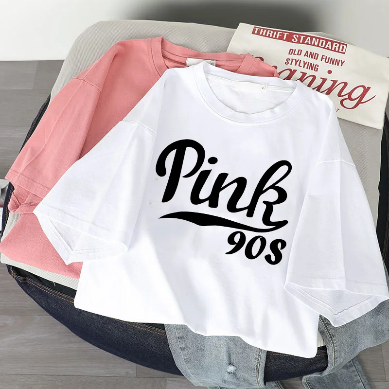 Женская готическая Футболка Harajuku розовая футболка с коротким рукавом и принтом