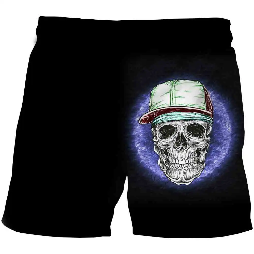 

New Fashion Horror Skull 3D Printed Black Swimming Shorts Men Beachwear Pants Loose Swim Trunks Kpop Swimsuits Boys Beach Shorts