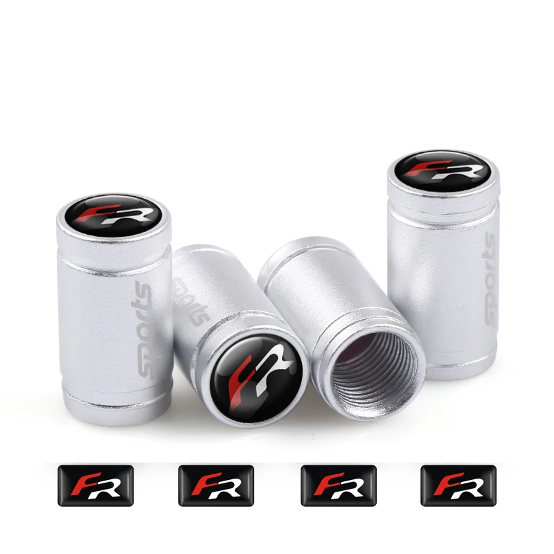 FR-silver Автомобильные аксессуары 8 шт. эпоксидная эмблема FR наклейка для Seat Leon 2 FR гоночный значок вентиль шины колеса колпачки автостайлинг - Название цвета: FR-silver