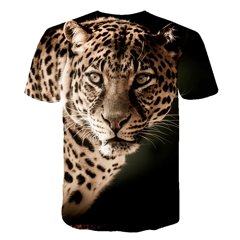 Новая брендовая футболка с гепардом черная одежда леопардовая животным 3d