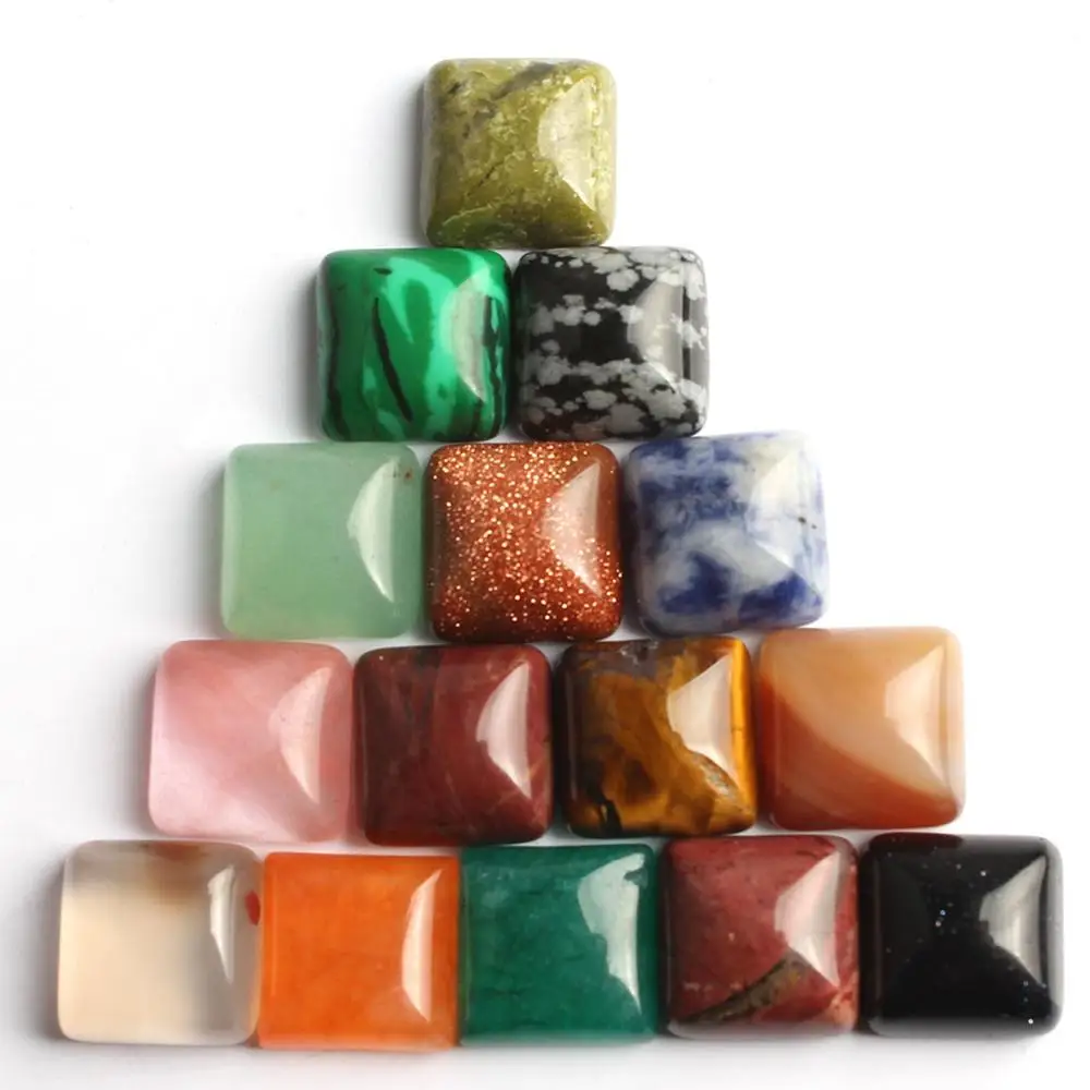 10mm Square 10pcs Натуральный Камень Бисер Смешанные овальные круглые Треугольники квадратный кабошон в форме слезки бусины для самостоятельного изготовления ювелирных изделий Кольцо 10/20 штук - Цвет: 10mm Square 10pcs
