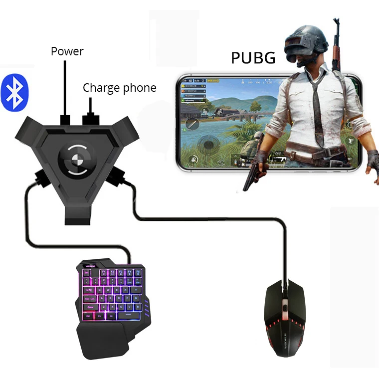 PUBG Mobile Gamepad Controller Gaming Keyboard Mouse Converter for Android Phone to PC Bluetooth-compatible Adapter