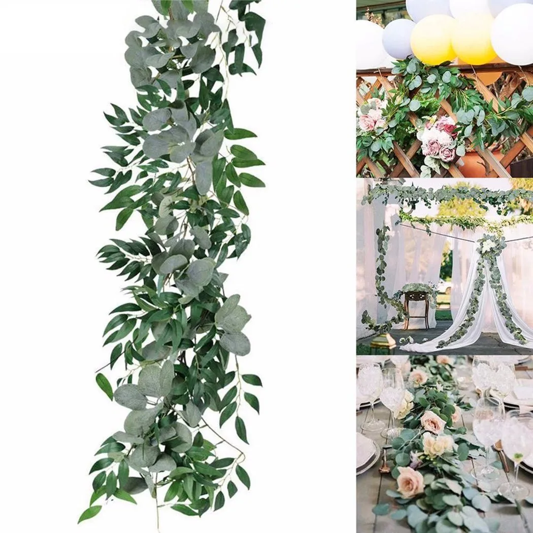 

1*Artificial Eucalyptus Garland Backdrop Fake Vines Rattan 2M Garland Artificial Eucalyptus Wreath Eucalyptus
