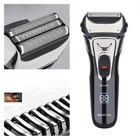 washable electric shaver razor 3d face shaving machine for men beard style shave lcd display cordless portable male hair trimmer