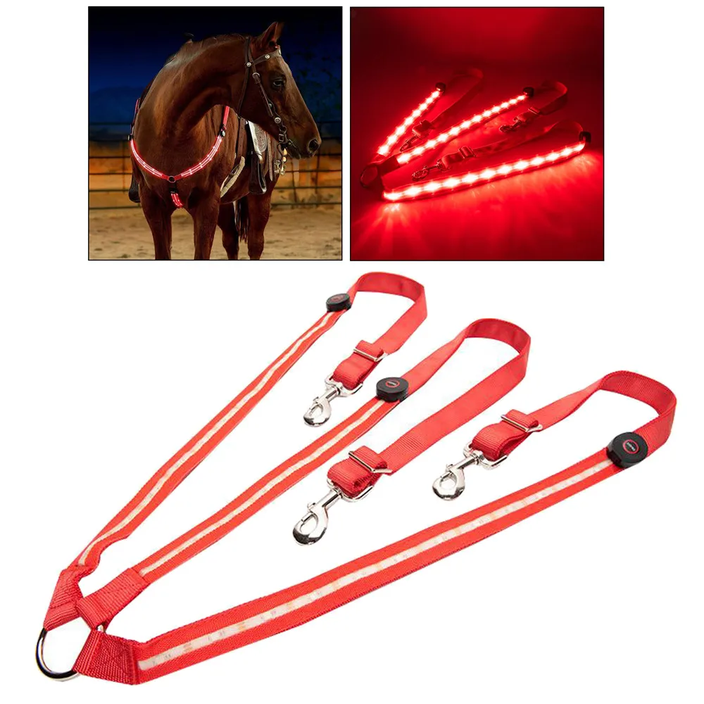 

Horse Webbing Harness Collar LED Horse Harness Breastplate Adjustable Nylon Webbing Night Visible Horse Riding Equipment