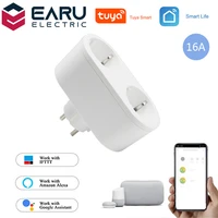 2 in 1 tuya 16a eu smart wifi power plug energy monitor timer smart house wifi wireless dual socket outlet alexa google home