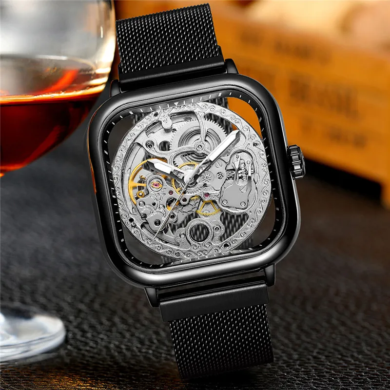 FORSINING новые мужские наручные часы автоматические механические Военные