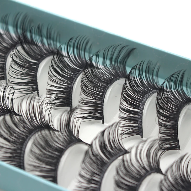 DINGSEN 10 пар натуральные длинные накладные ресницы толстый крест Макияж Красота