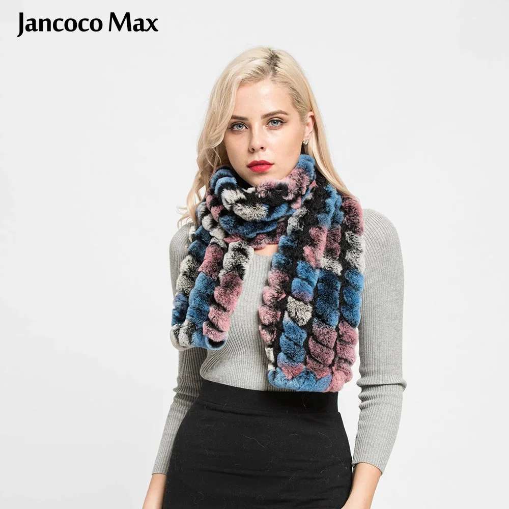Jancoco Max настоящий шарф из меха кролика рекс модные Стиль многоцветный глушитель
