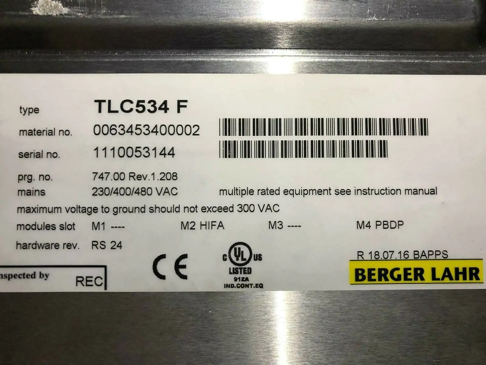 TLC534F 0063453400002 Berger Lahr ID110456 б/у в хорошем состоянии | Инструменты