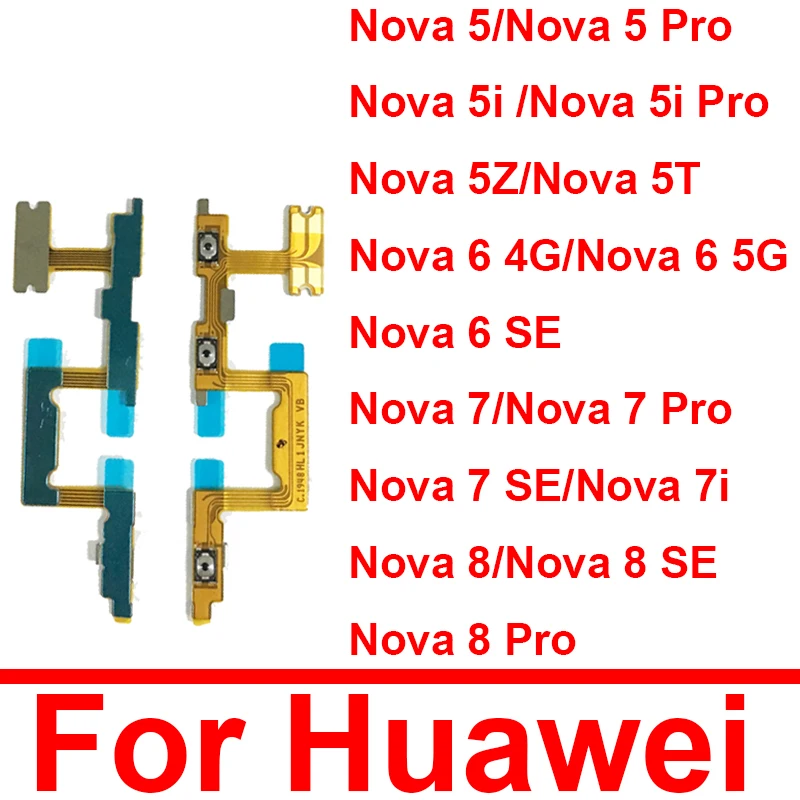 

Power Volume Buttons Flex Cable For Huawei Nova 5 5i 7 8 Pro 6se 7se 8se 7i 6 4g 5g 5Z 5T Audio Power Switch Keys Flex Ribbon
