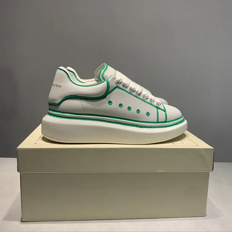 

2021 spring and autumn women's high quality leather small white shoes fashion painted reflective platform shoes casual shoes
