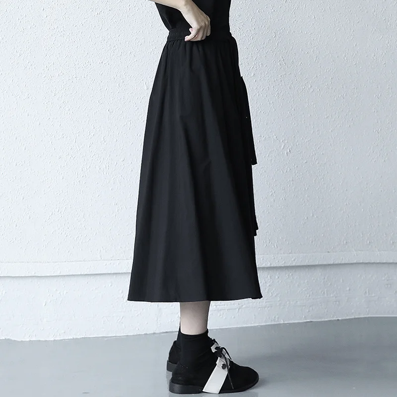 

[EAM] High Elastic Waist Black Pattern Printed Irregular Long Half-body Skirt Women Fashion Tide New Spring Summer 2021 1DD9839