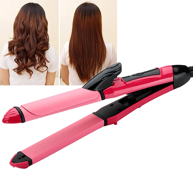 Профессиональный 2 в 1 Керамический выпрямитель для волос бигуди с плоским утюгом