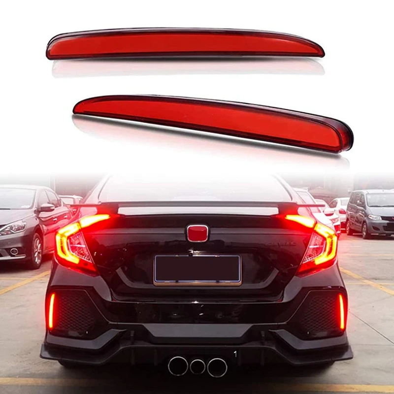 

Car LED Rear Bumper Fog Lamp Brake Light Dynamic Turn Signal Reflector for Honda Civic Type R 2016-2018