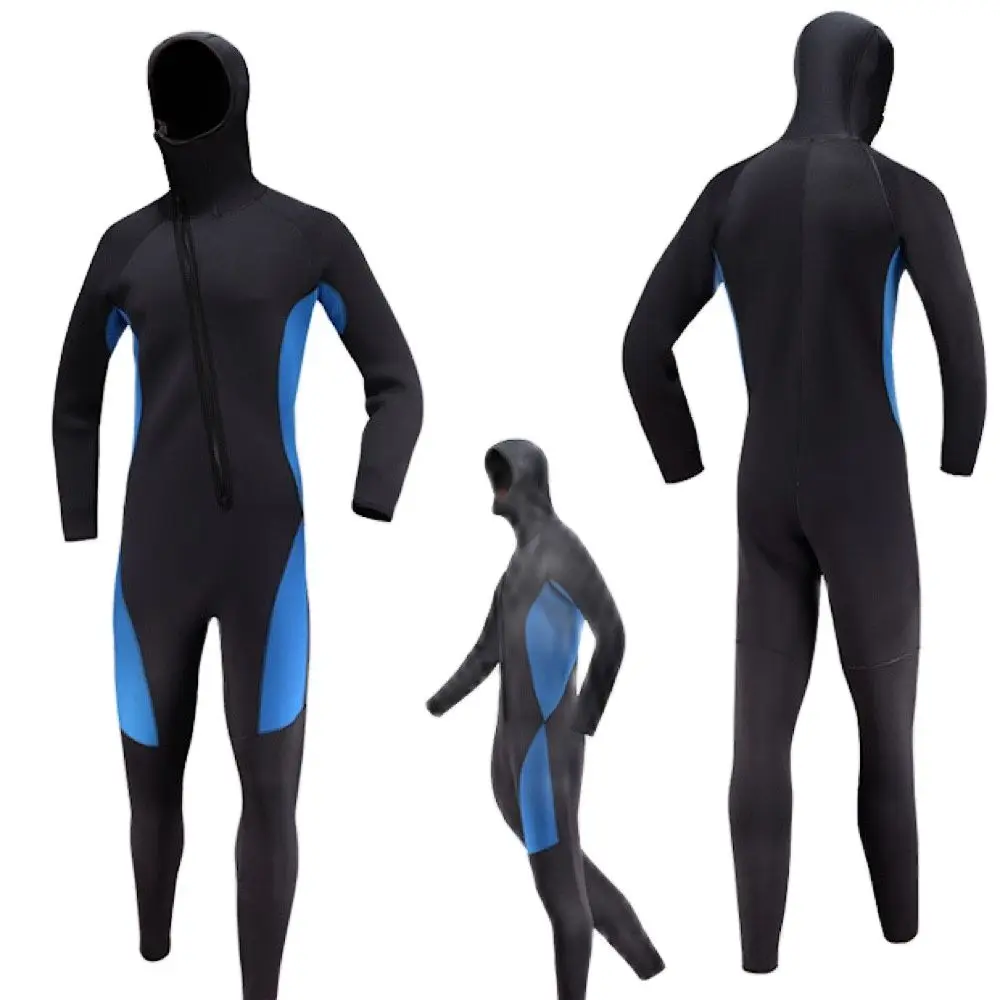 

Blind Stitch Wetsuit 5mm Scuba Diving Suit Men Neoprene Underwater hunting Surfing Front Zipper Spearfishing Black And Blue Suit